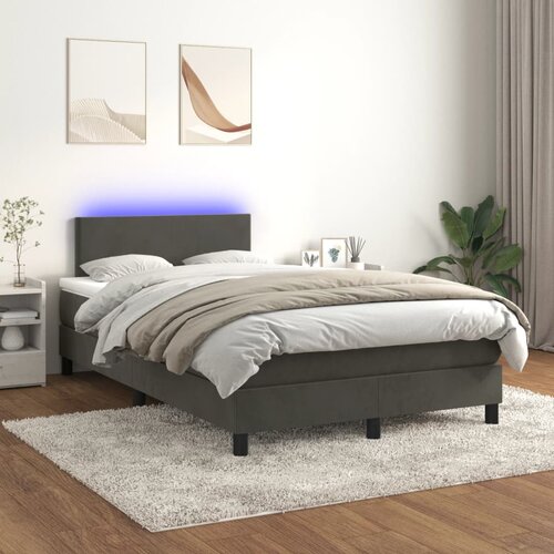  box spring s madracem LED tamnosivi 120 x 200 cm baršun Cene