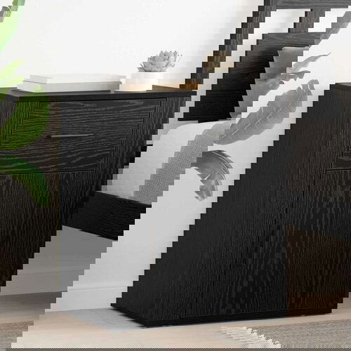 vidaXL Nočna omarica Črni hrast 50 x 36 x 60 cm Konstruiran les Cene