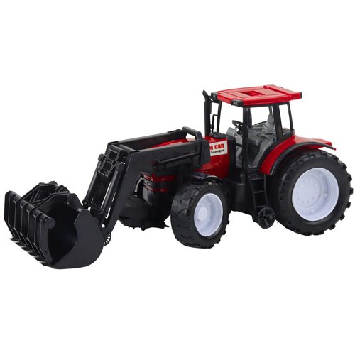  Poljoprivredni traktor za igru sa hvataljkom za drva i bale - crveni Slike