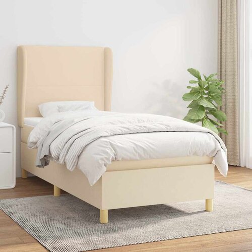  Krevet s oprugama i madracem krem 100 x 200 cm od tkanine Cijene