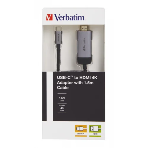 Verbatim USB-C HDMI 4k Adapter USB 3.1 GEN 1 150 cm cable