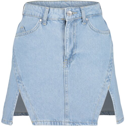 Trendyol Limited Edition Light Blue Slit Mini Denim Skirt Cene