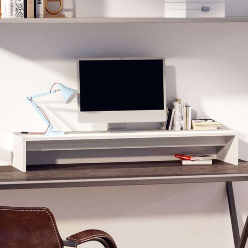 vidaXL Stalak za monitor bijeli 100 x 27 x 15 cm od masivne borovine Cene