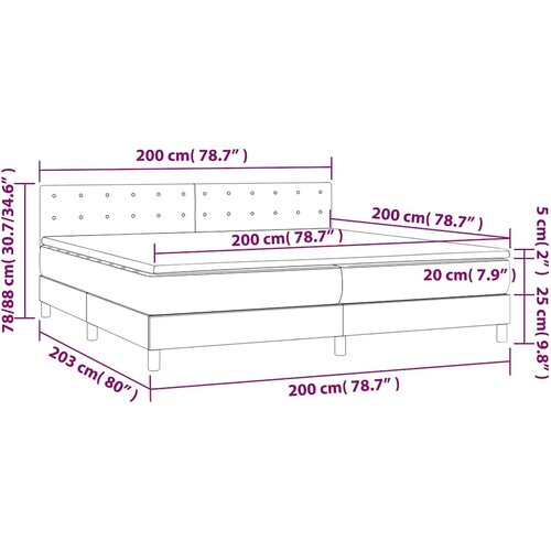  Krevet box spring s madracem LED plavi 200x200 cm od tkanine Slike