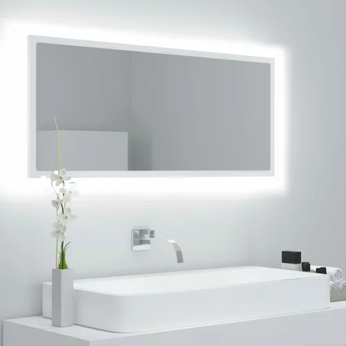 vidaXL LED kopalniško ogledalo belo 100x8,5x37 cm iverna plošča