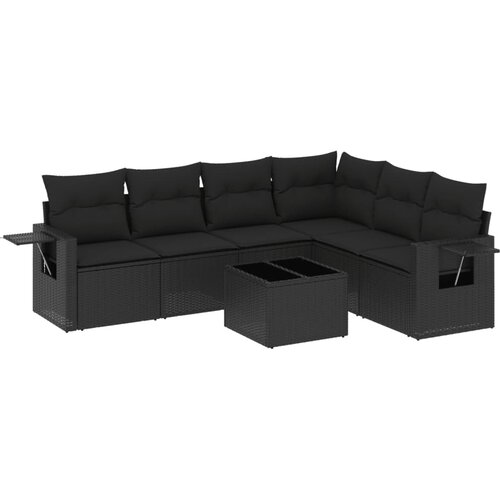  7-dijelni set vrtnih sofa od poliratana s jastucima crni Crna 85 x 62 x 69 cm Slike