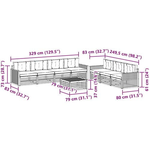  Set vanjskih sofa 8 kom. Bijela i antracit Slike