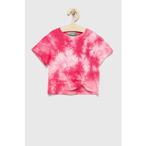 United Colors Of Benetton Otroški bombažen t-shirt roza barva
