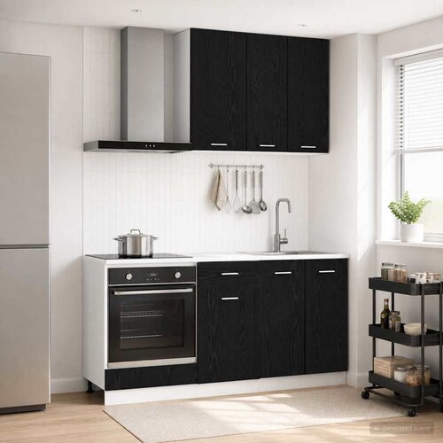  Kuhinjska jedinica LYON 5 pcs Crni hrast Konstruirano drvo Cijene