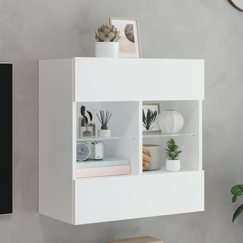  The Living Store Stenska TV omarica z LED lučkami bela 58,5x30x60,5 cm - TV Stenska Omarica, (21499131) Slike