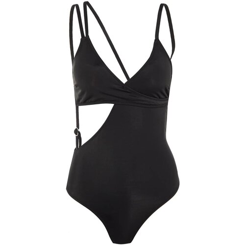 Trendyol black double breasted back detailed swimsuit Slike