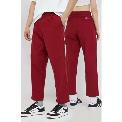 Vans Pamučne hlače za žene, boja: crvena, chinos kroj, visoki struk