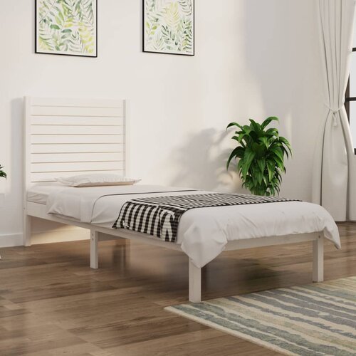 VidaXL Posteljni okvir bel iz trdnega lesa 75x190 cm 2FT6 Slike