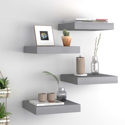  Plutajuće zidne police 4 kom sive 23 x 23,5 x 3,8 cm MDF Slike