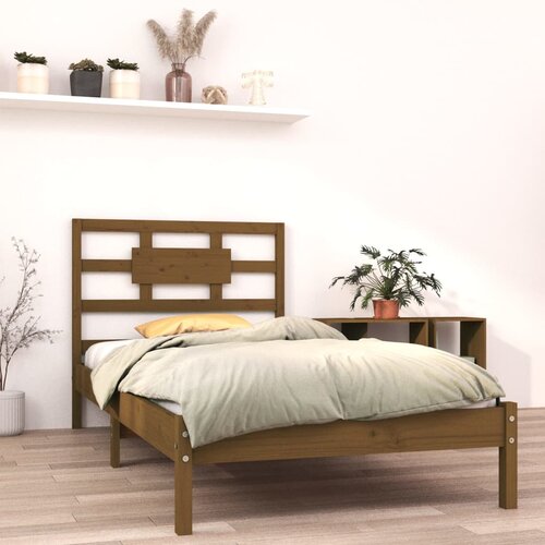 Furnova Posteljni okvir medeno rjav iz trdnega lesa 100x200 cm, (21943087) Cene