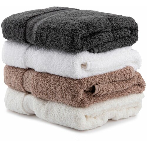  colorful 50 - style 6 ecrubrownwhitedark grey hand towel set (4 pieces) Cene