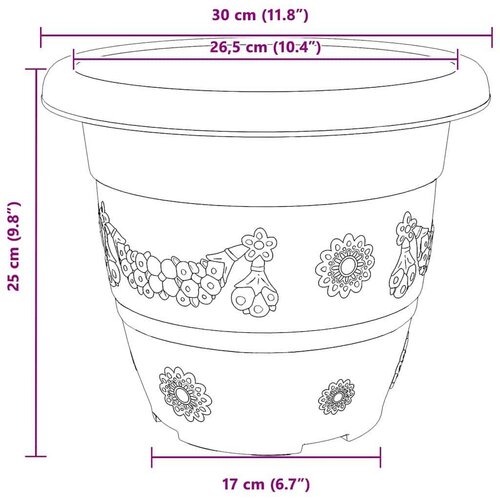  Okrugla saksija za cveće 6 pcs Crna &amp;Oslash; 26 x 21.5 cm Plastika - Crna &amp;Oslash; 22 x 18 cm 6 Slike