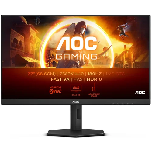 AOC Q27G4XN 27" QHD igralni monitor z VA ravnim zaslonom, 1ms GtG, 180Hz, 16:9