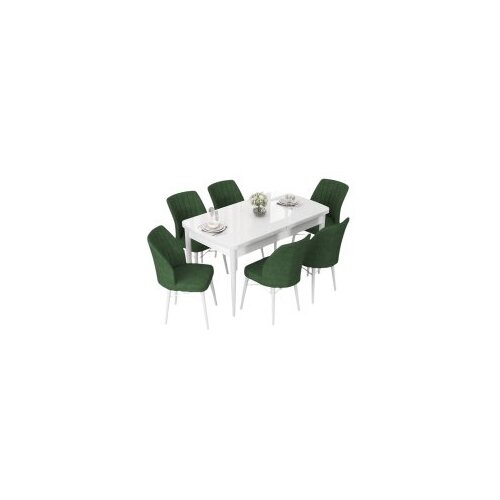Hanah home set trpezarijski sto i 6 stolica nef white khaki Cene