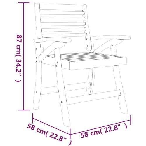  Vrtne stolice 2 kom 58 x 58 x 87 cm od masivnog bagremovog drva Slike