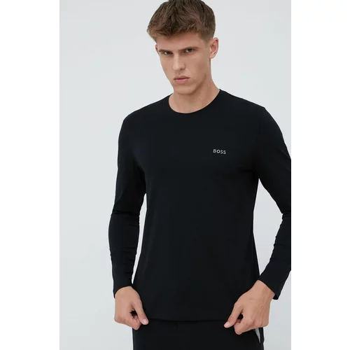 Boss Gornji dio pidžame - majica dugih rukava boja: crna, s aplikacijom