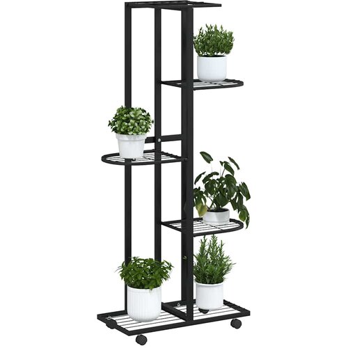  Stalak za cvijeće s 5 katova 44 x 23 x 100 cm crni željezni Slike
