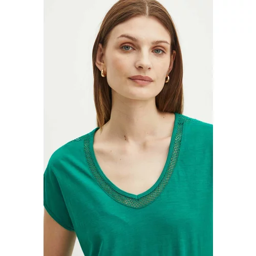 Medicine Bombažna kratka majica ženski, zelena barva