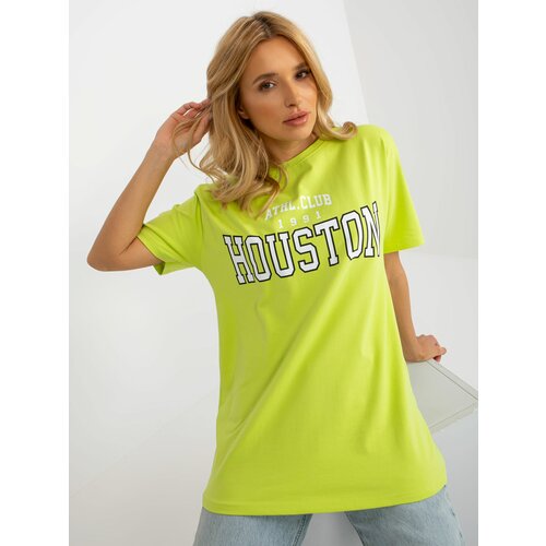 Fashion Hunters Lime women's loose T-shirt with inscription Cene