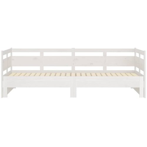  Dnevni ležaj na izvlačenje bijeli 2x(90x200)cm masivna borovina Slike