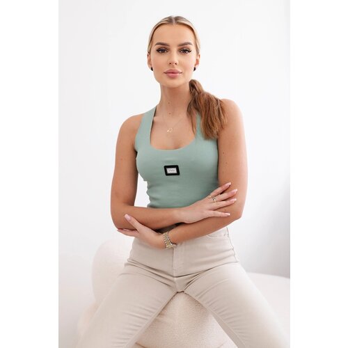 Kesi Striped blouse with a dark mint metal plate Cene