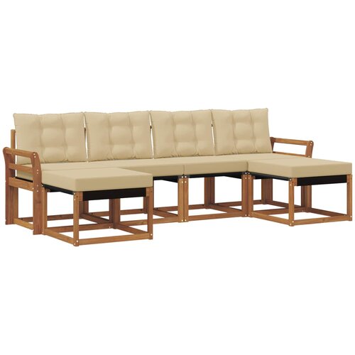  Set vanjskih sofa 6 kom. Prirodna i bež Smeđa 253 x 122,5 x 73 cm Slike