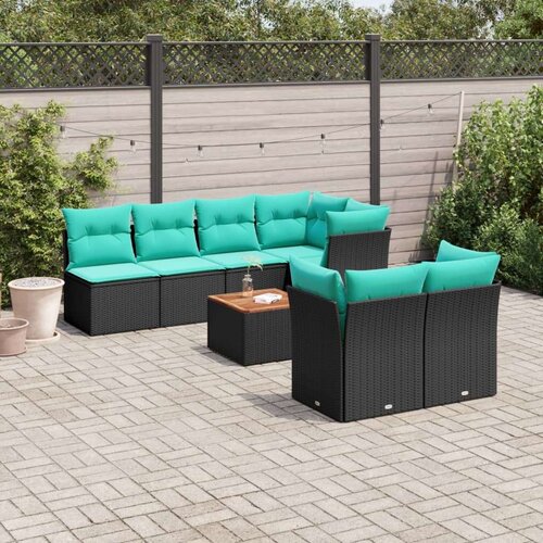  Vrtna garnitura - 8-dijelni set vrtnih sofa od poliratana s jastucima crni - Crna 2x corner+3x centre+1x garden+7x back+5x seat Cijene