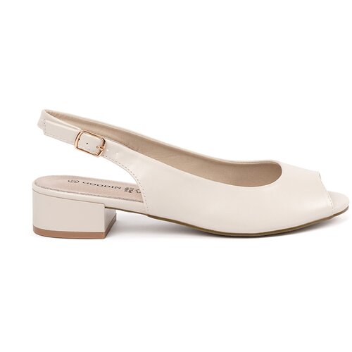 GOODIN Light beige elegant low-heeled sandals Cene