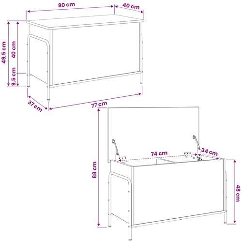  Kutija za spremanje Siva Sonoma 80 x 40 x 49,5 cm Slike