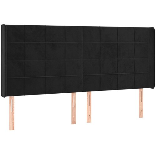 VidaXL Vzglavje z u&amp;scaron;esi črno 183x16x118/128 cm žamet, (20794418) Slike