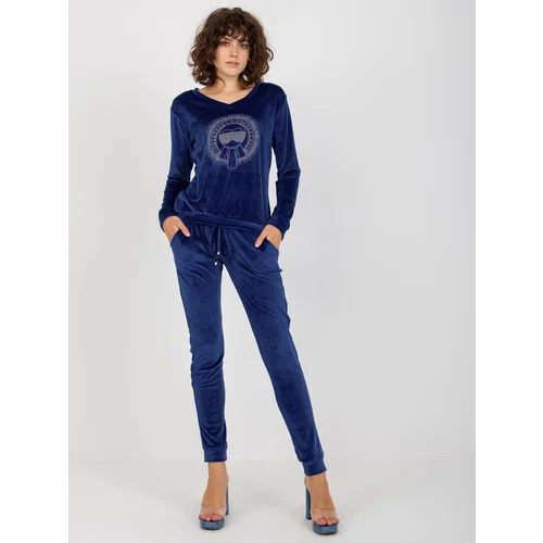 Fashion Hunters Women's Cobalt Velour Set with Application