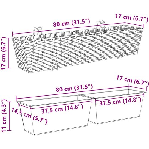  Ograda 2 pcs 80 x 17 x 17 cm Metal Slike