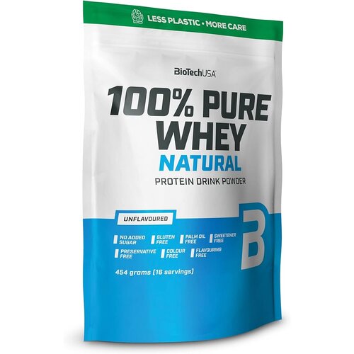 Biotechusa 100% pure whey – premium izolat surutke sa 24g proteina po obroku - neutralan 454g Slike