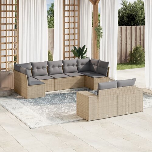 vidaXL 9-dijelni set vrtnih sofa s jastucima bež od poliratana Cijene