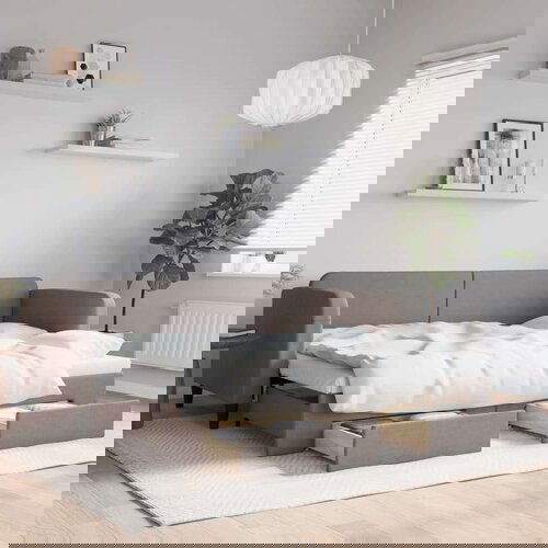  Izvlečna dnevna postelja s predali taupe 80x200 cm blago, (20936980) Slike
