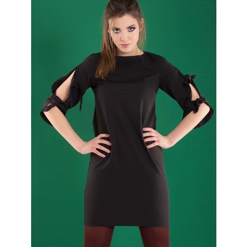 INPRESS Dress decorated with slit sleeves black