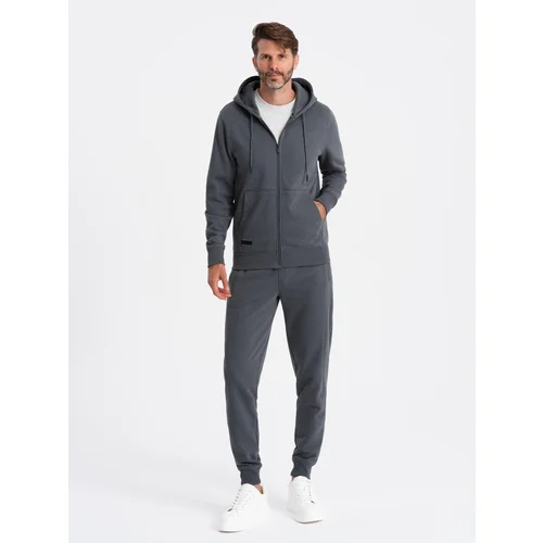 Ombre BASIC men's cotton tracksuit set unbuttoned sweatshirt + joggers