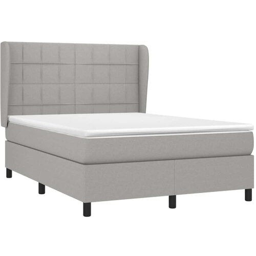  Krevet s oprugama i madracem svjetlosivi 140x190 cm od tkanine Slike