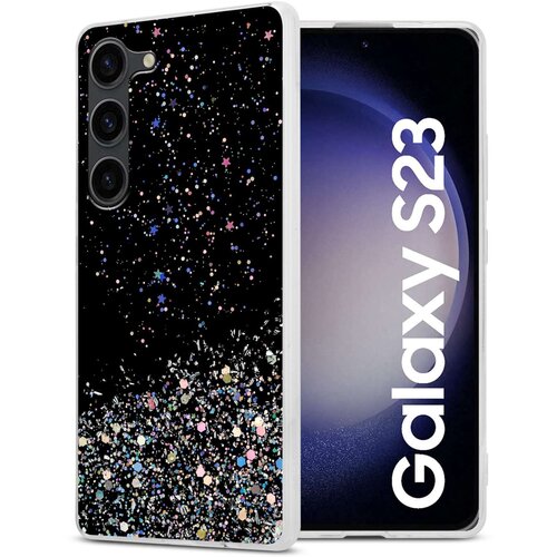 Cadorabo Ohi&scaron;je, združljivo z Samsung Galaxy S23 in črna z ble&scaron;čicami - Za&scaron;čitni ovitek iz prožnega silikona TPU s svetlečimi ble&scaron;čicami, (20860398) Cene
