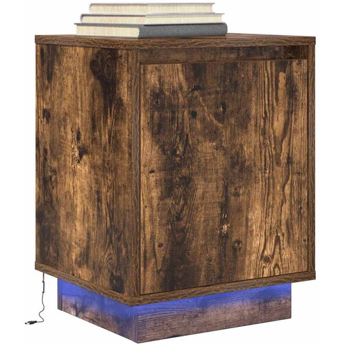vidaXL Nočna omarica z LED svetili Smoked Oak 38x34x50 cm Cene