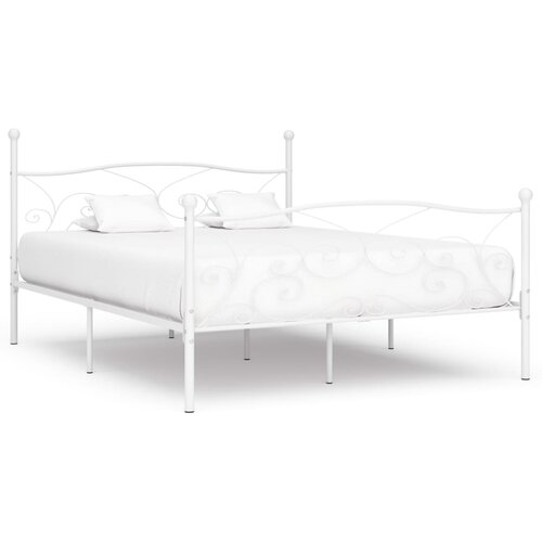 VidaXL Okvir za krevet s podnicama bijeli metalni 200 x 200 cm Slike