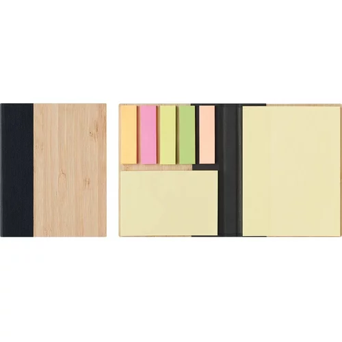  Set memo s dva blokića i 5 označivača u boji , korice od bambusa 8x10,5cm