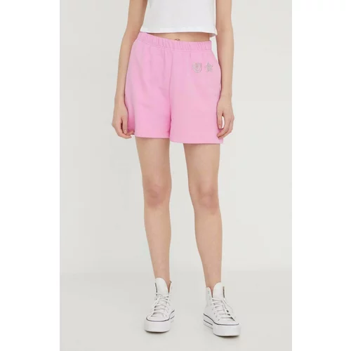 Chiara Ferragni Kratke hlače za žene, boja: ružičasta, s aplikacijom, visoki struk