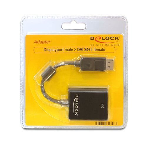 Delock 61847 DisplayPort / DVI adapter [1x mu&amp;scaron;ki konektor DisplayPort - 1x ženski konektor DVI, 24 + 1 pol] crna s ferit Slike