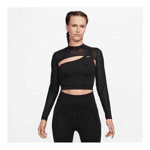 Nike Pro Cropped LS Women's Shirt, Black/Lemon Twist - L, (20800831) Cene